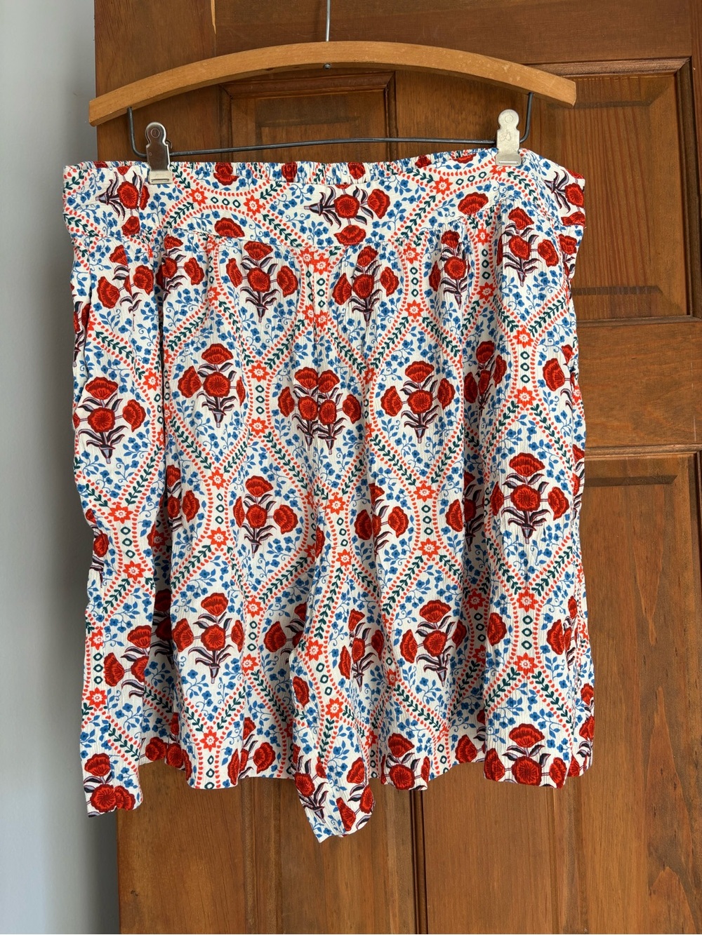 Boden Size US 16/18 Floral Print Smocked Waist Shorts Boho Lightweight Pockets
